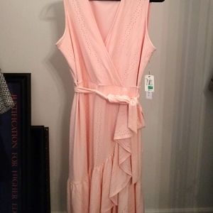 Emma & Michelle Ruffle Knit Eyelet Dress Pink Size XL NWT